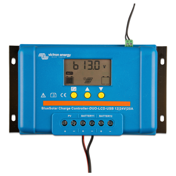 BlueSolar PWM DUO 12/24V-20A - Bluesolar charge controller duo lcd usb 12 24v 20a top display 1 - VISCC010020060