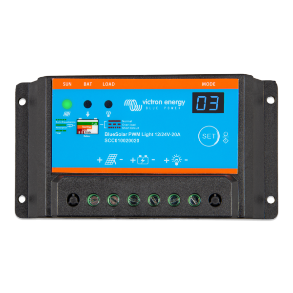 BlueSolar PWM-Light 12/24V-20A - Scc010020020 bluesolar pwm light charge controller 12 24v 20a top  - VISCC010020020